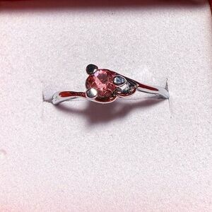 Rhinestone silver plated ring